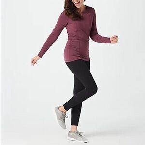 ZUDA Z-SOL LONG SLEEVE ATHLETIC TOP DEEP PLUM WITH SIDE RUCHING SPF 50 MEDIUM